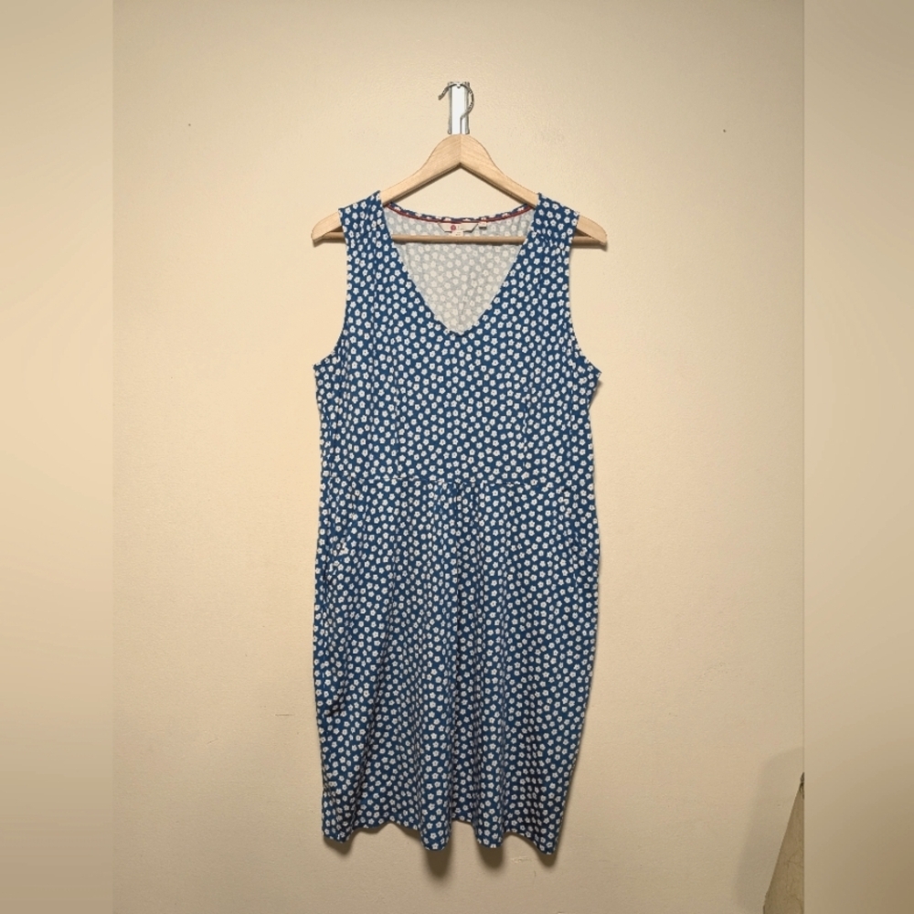 Boden Blue Polka Dot Sleeveless Dress US 14 V Neck - Picture 4 of 6